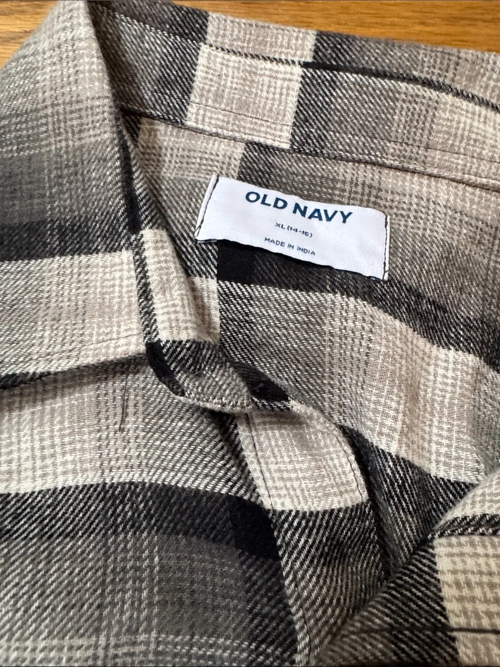 Kids Old Navy Black & Gray Plaid Button-Down Shirt